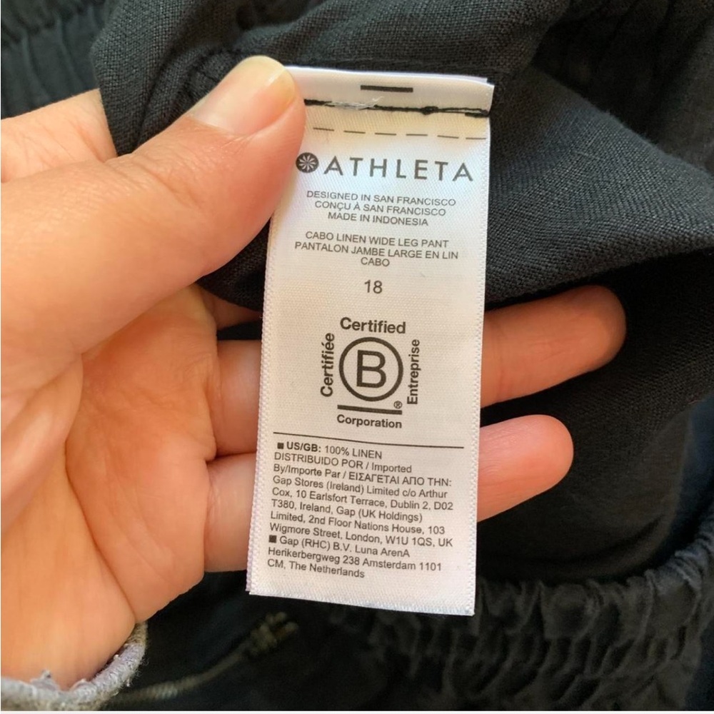 Athleta Black Linen High Waist Stright Zipper Pocket Pants Size 18 - Picture 5 of 8
